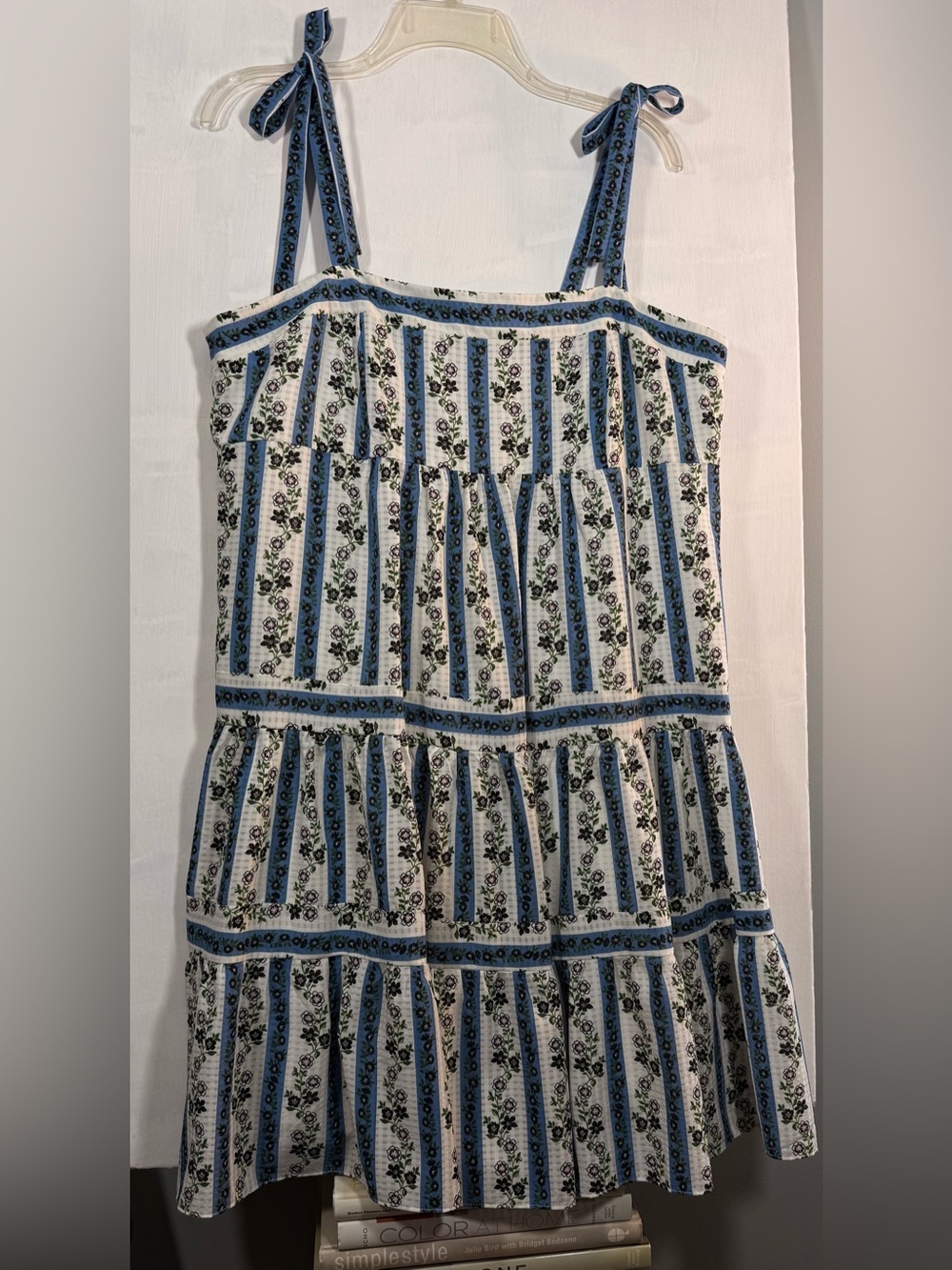 Melonie T Blue & White Striped Floral Tie-Strap Sundress